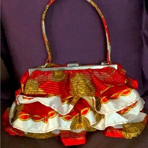 PURSE VINTAGE 90’S VERY CUTE SCARF HANDLE WRAP AND RUFFLES. EXCELLENT CONDITION